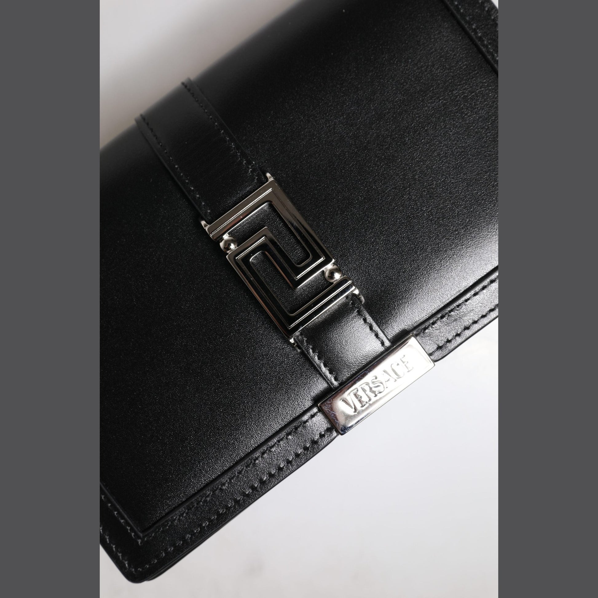 Versace Black Calfskin Leather Chain Strap Shoulder Crossbody Bag Versace