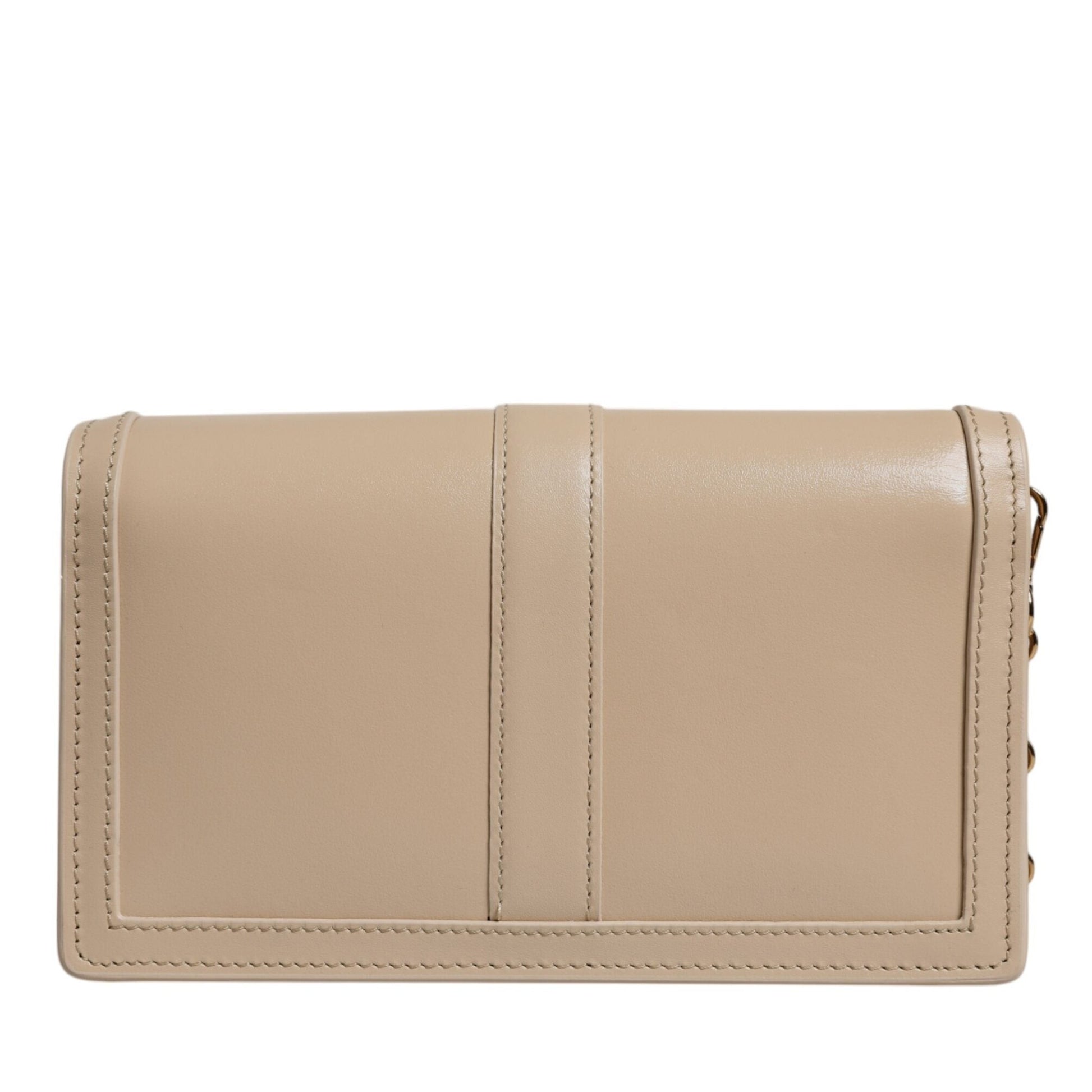 Versace Beige Gold Chain Calf Leather Wallet Crossbody Bag Versace