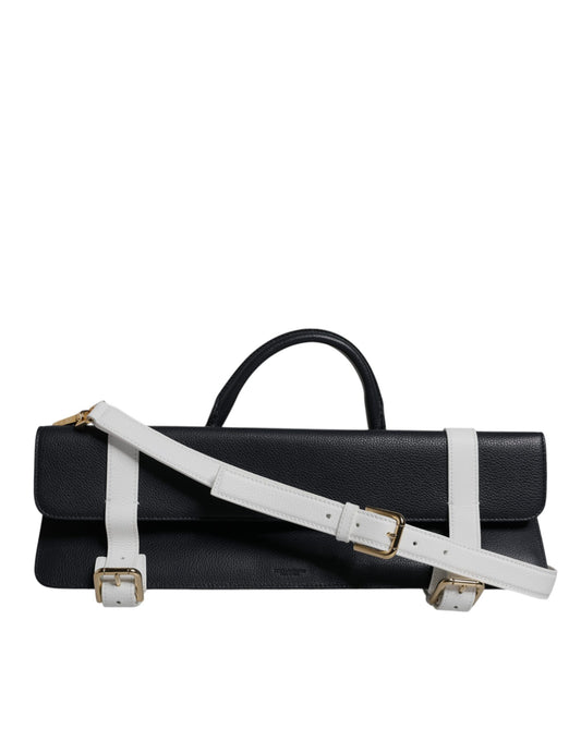 Dolce & Gabbana Blue White Calfskin Leather Crossbody Shoulder Bag Dolce & Gabbana