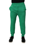 Dsquared² Green Cotton Elastic Waist Men Casual Pants - Eljoys Fashion 