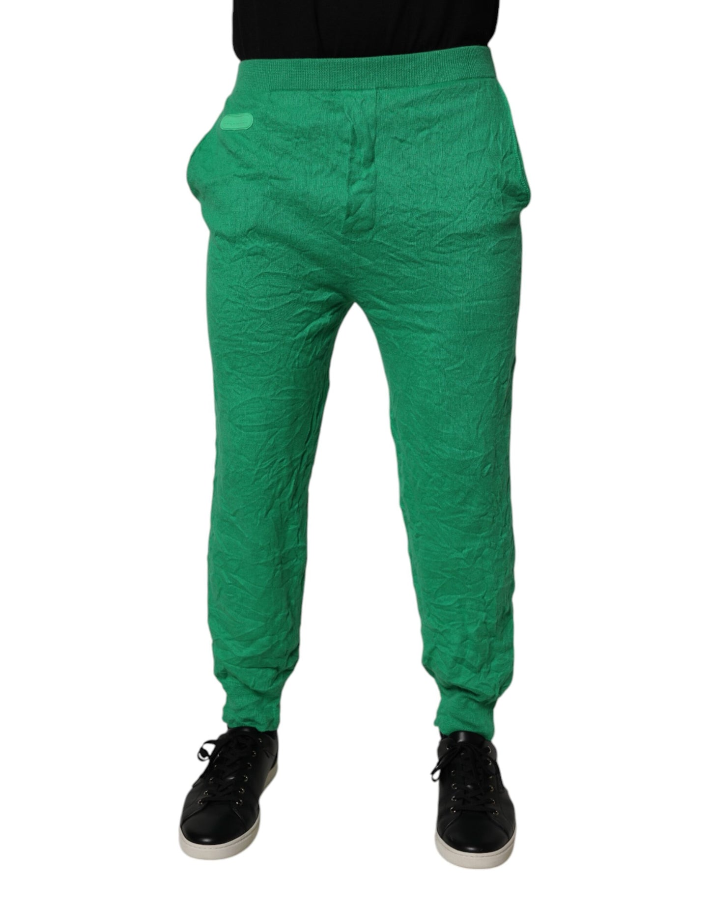 Dsquared² Green Cotton Elastic Waist Men Casual Pants Dsquared²