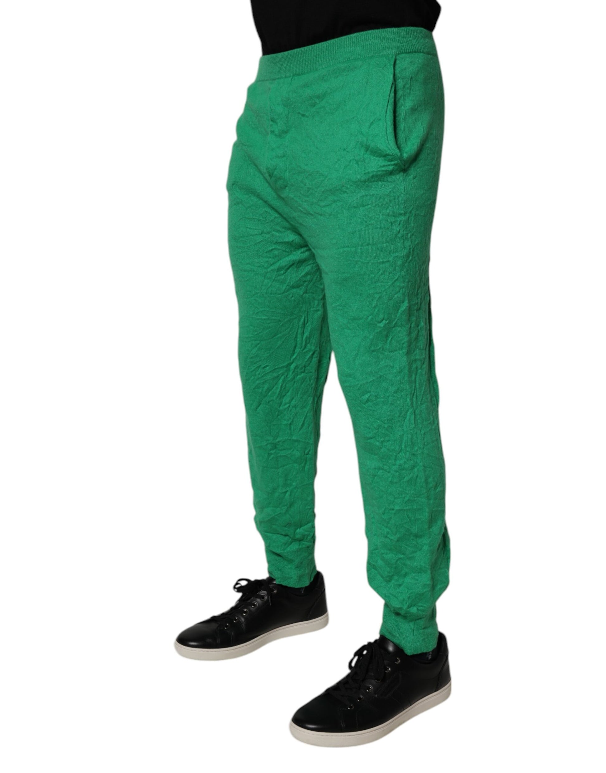 Dsquared² Green Cotton Elastic Waist Men Casual Pants Dsquared²