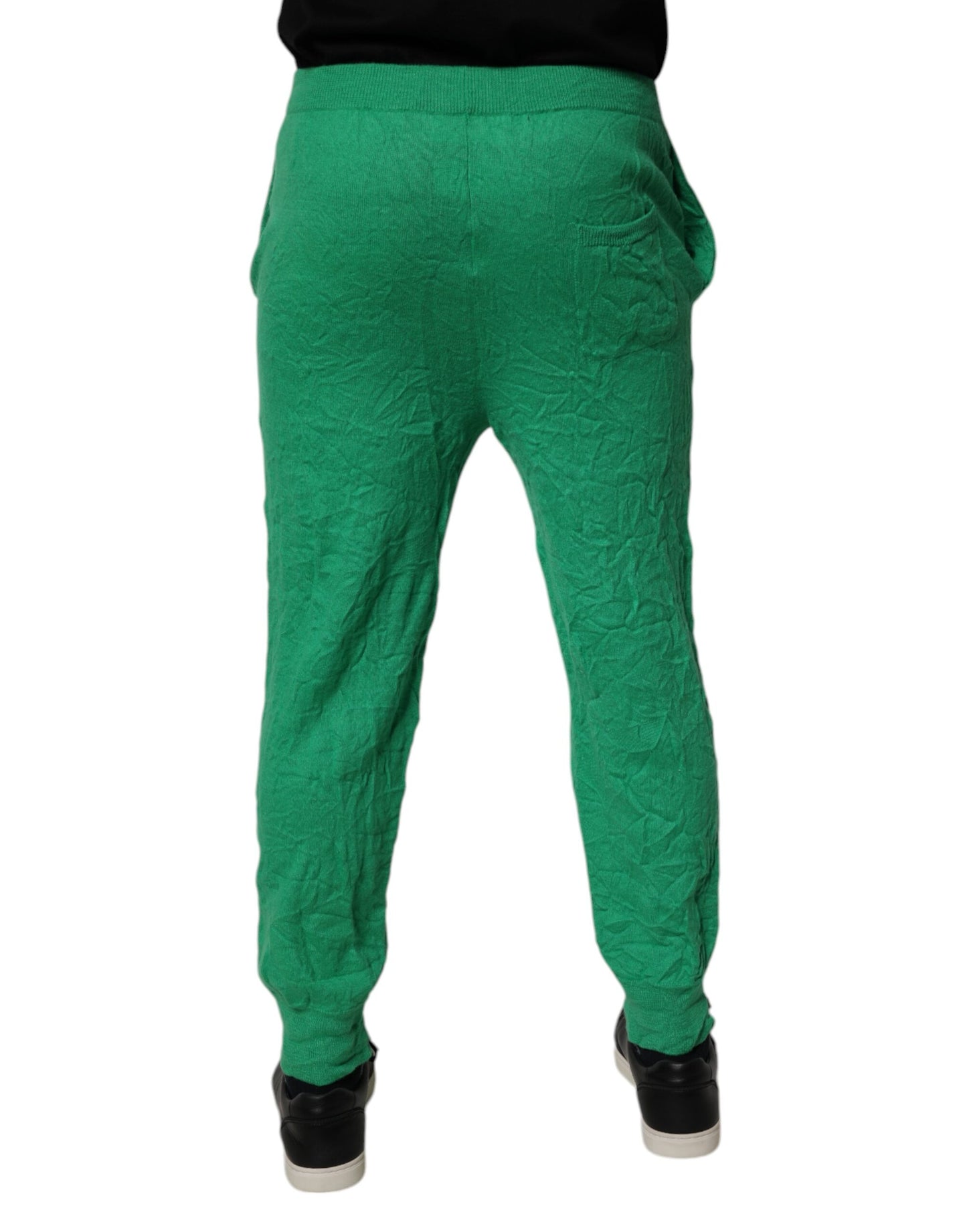 Dsquared² Green Cotton Elastic Waist Men Casual Pants Dsquared²