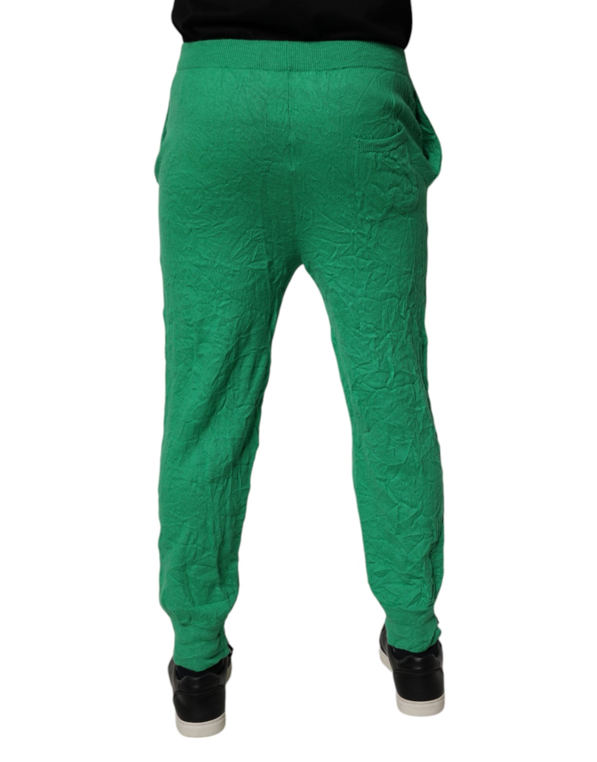 Dsquared² Green Cotton Elastic Waist Men Casual Pants Dsquared²
