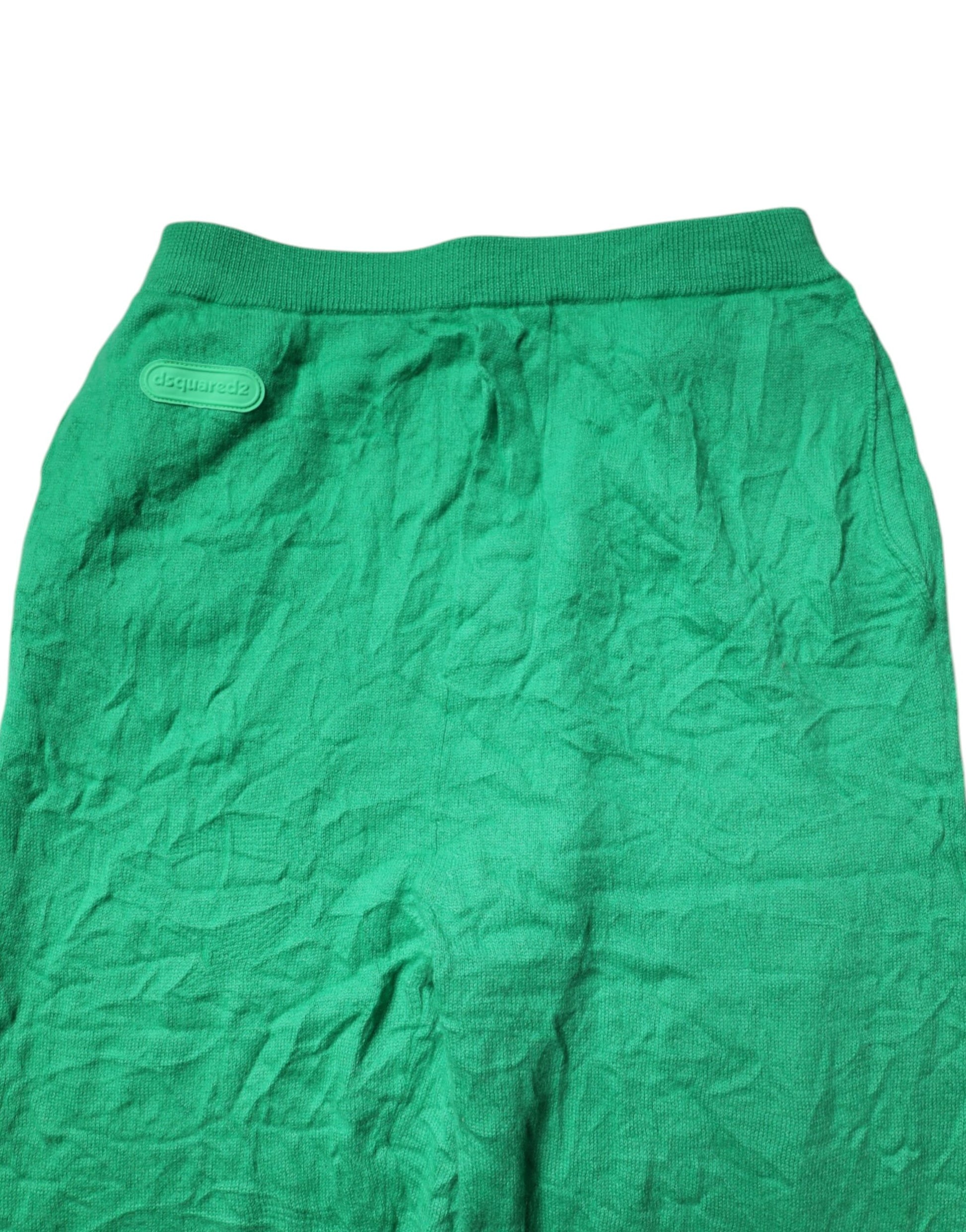 Dsquared² Green Cotton Elastic Waist Men Casual Pants Dsquared²
