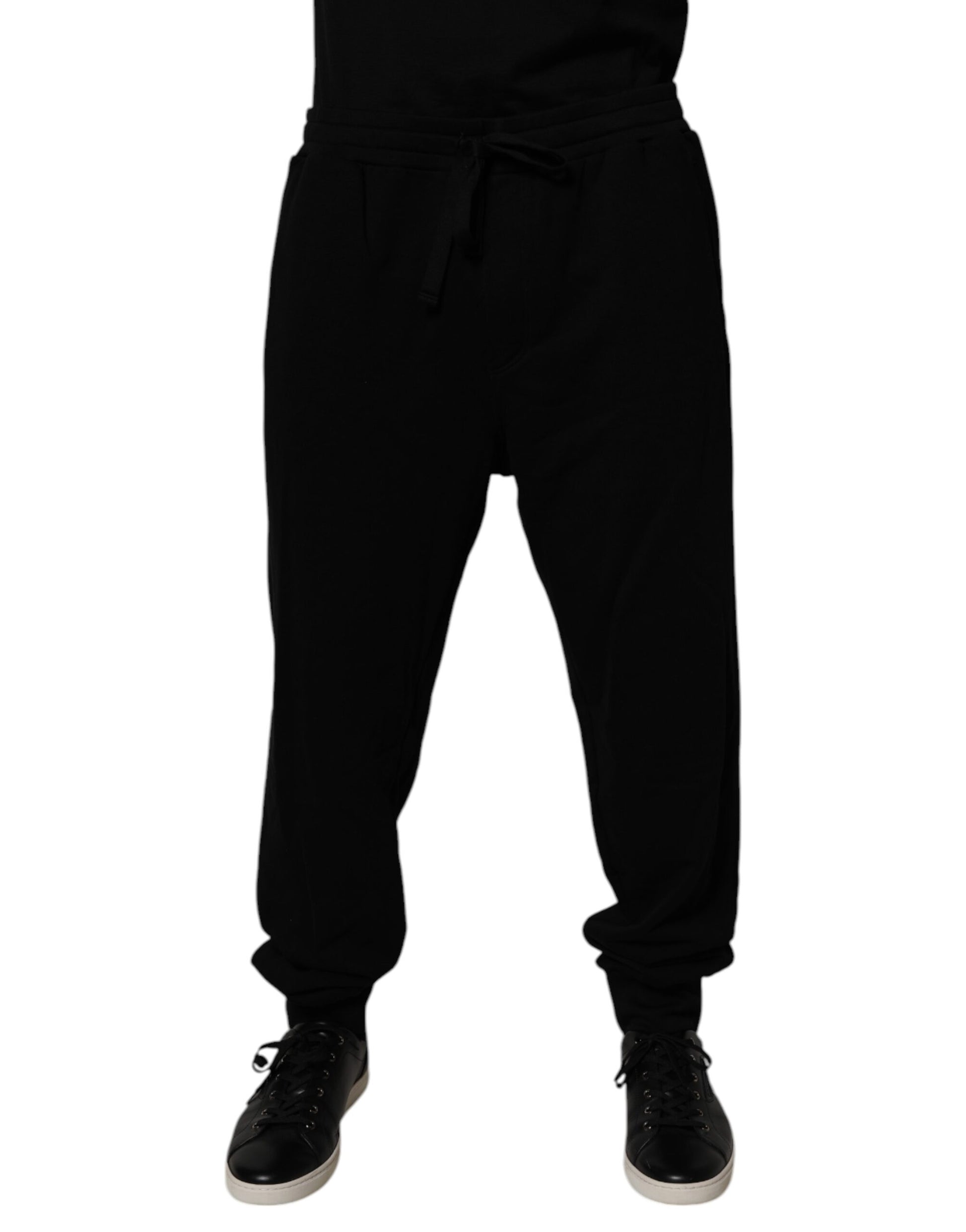Dolce & Gabbana Black Cotton Crown Logo Jogger Pants Dolce & Gabbana