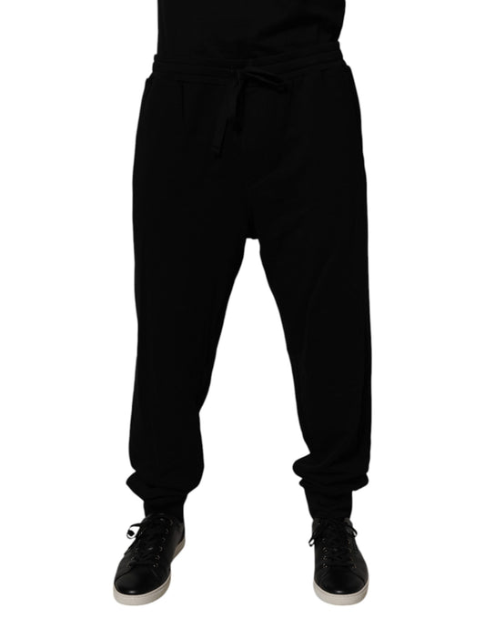 Dolce & Gabbana Black Cotton Crown Logo Jogger Pants Dolce & Gabbana