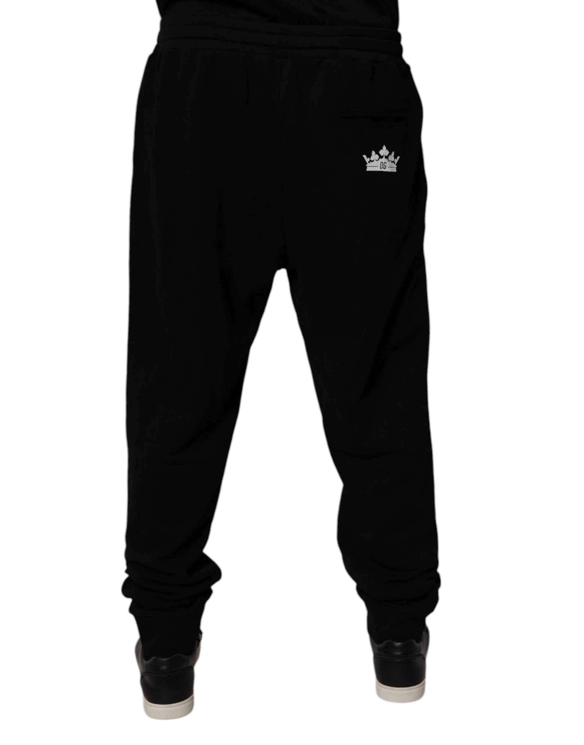 Dolce & Gabbana Black Cotton Crown Logo Jogger Pants Dolce & Gabbana