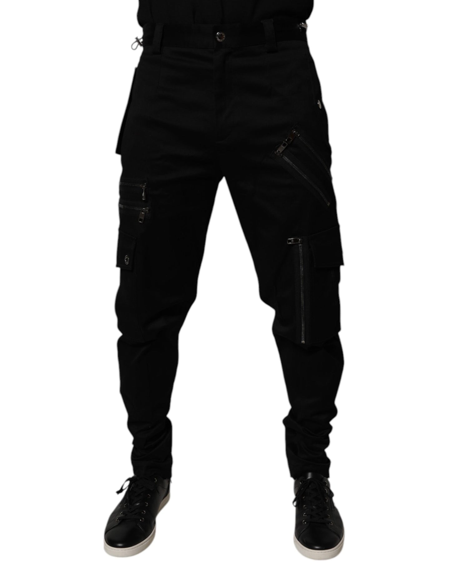 Dolce & Gabbana Black Cotton Cargo Tapered Pants Dolce & Gabbana