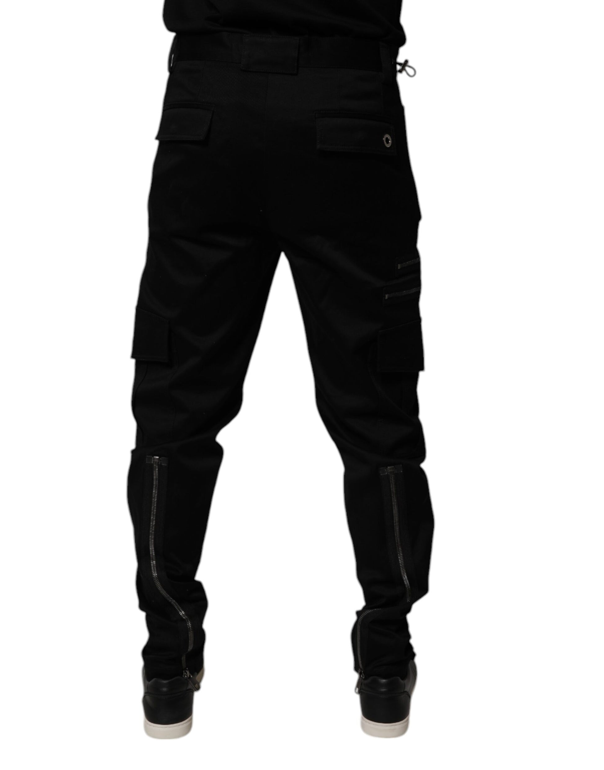Dolce & Gabbana Black Cotton Cargo Tapered Pants Dolce & Gabbana