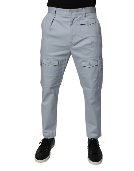 Dolce & Gabbana Light Blue Cotton Cargo Tapered Pants Dolce & Gabbana