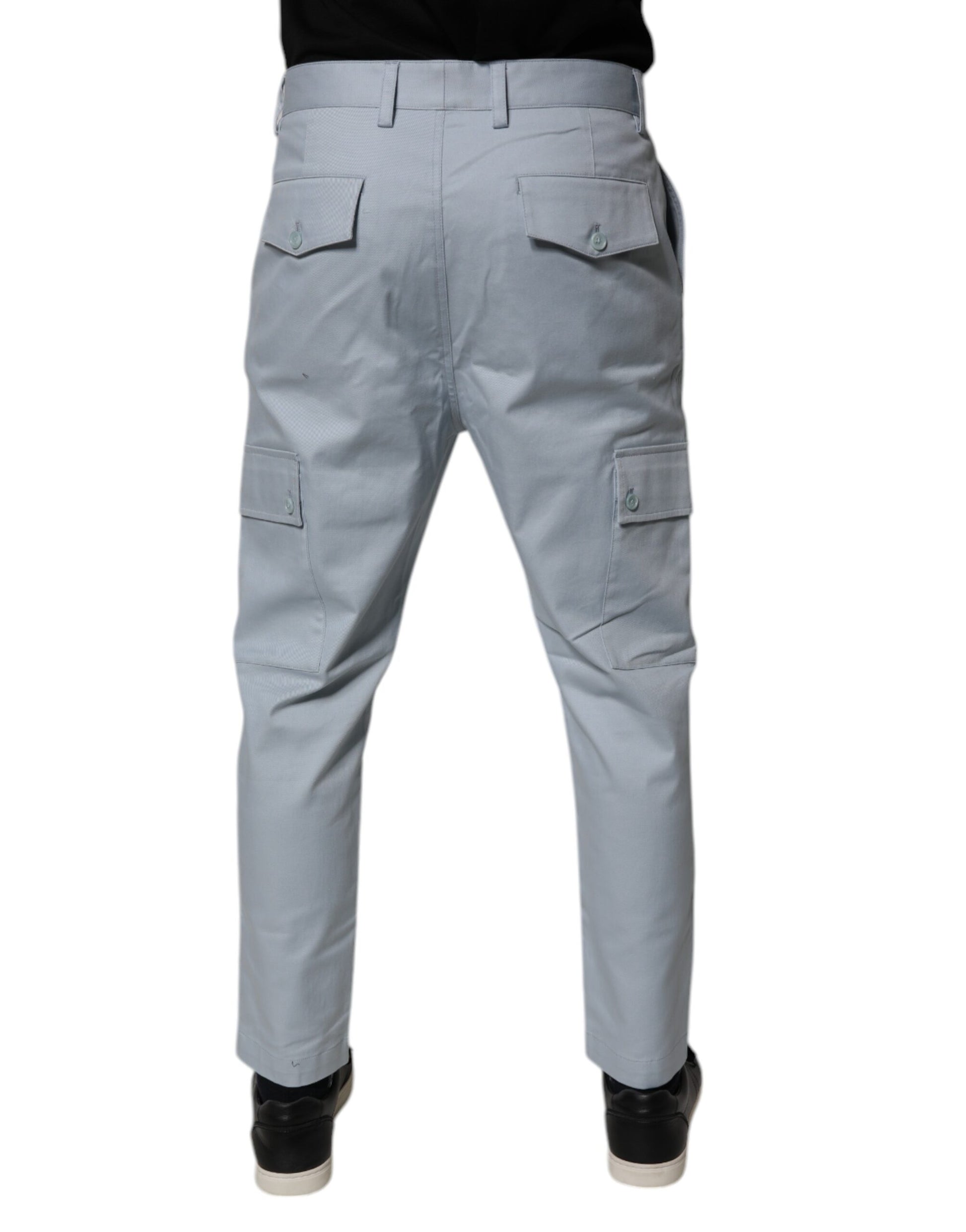 Dolce & Gabbana Light Blue Cotton Cargo Tapered Pants Dolce & Gabbana