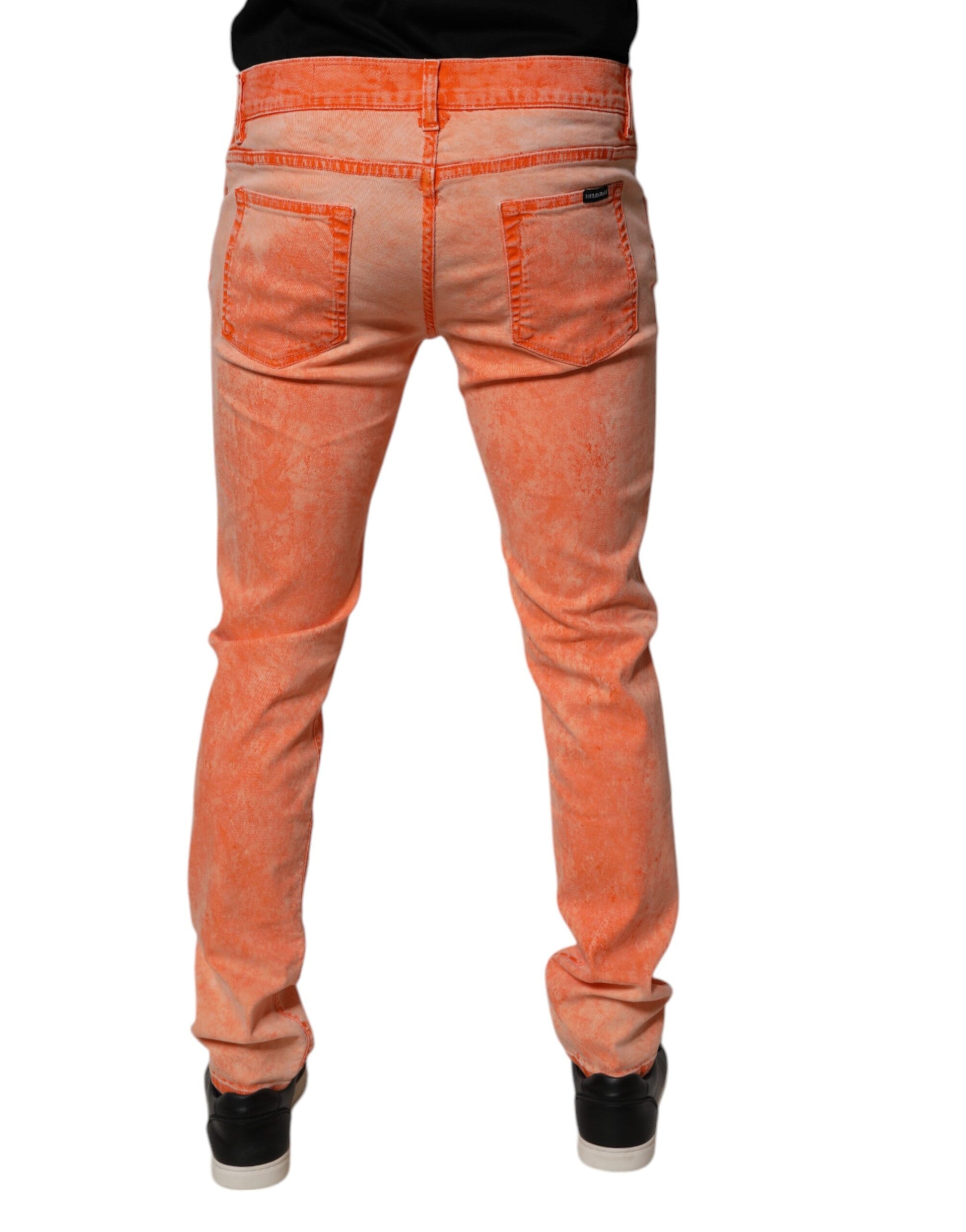 Dolce & Gabbana Orange Tie Dye Cotton Skinny Men Denim Jeans Dolce & Gabbana