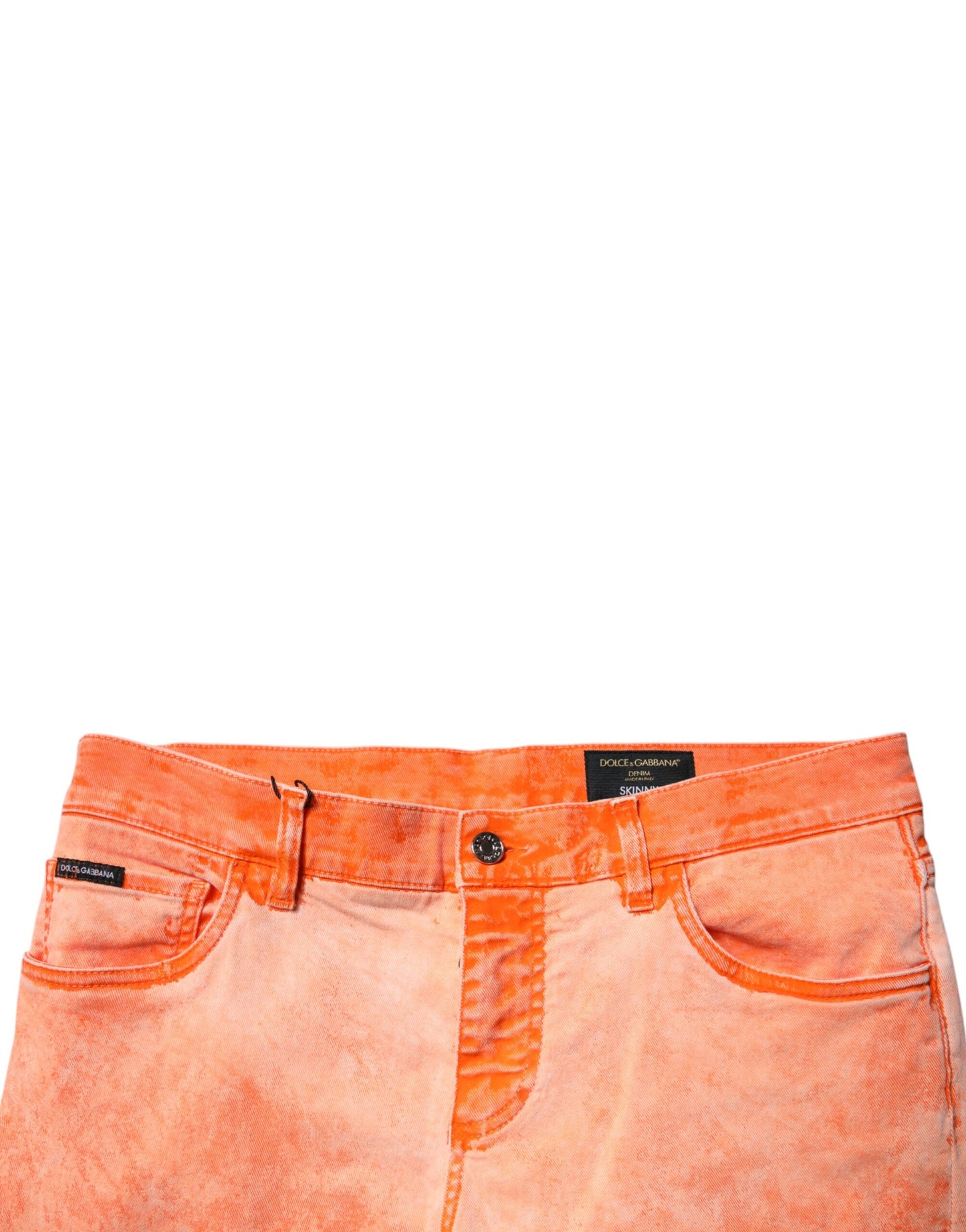 Dolce & Gabbana Orange Tie Dye Cotton Skinny Men Denim Jeans Dolce & Gabbana