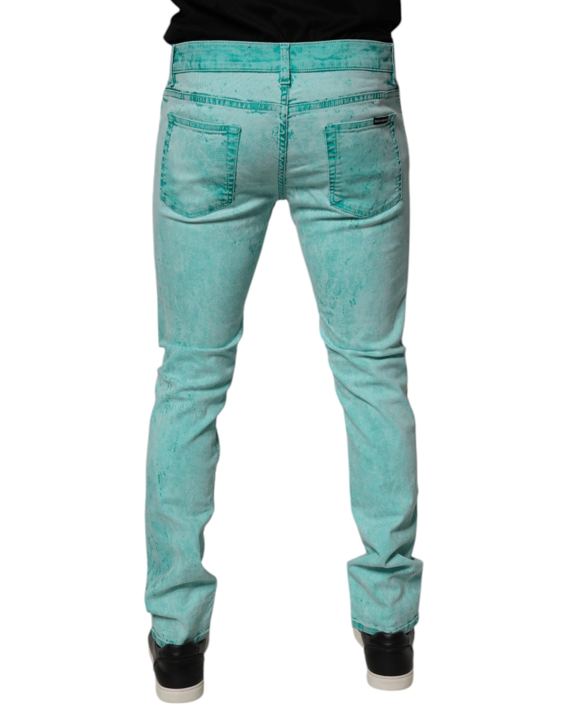 Dolce & Gabbana Green Tie Dye Cotton Skinny Men Denim Jeans Dolce & Gabbana