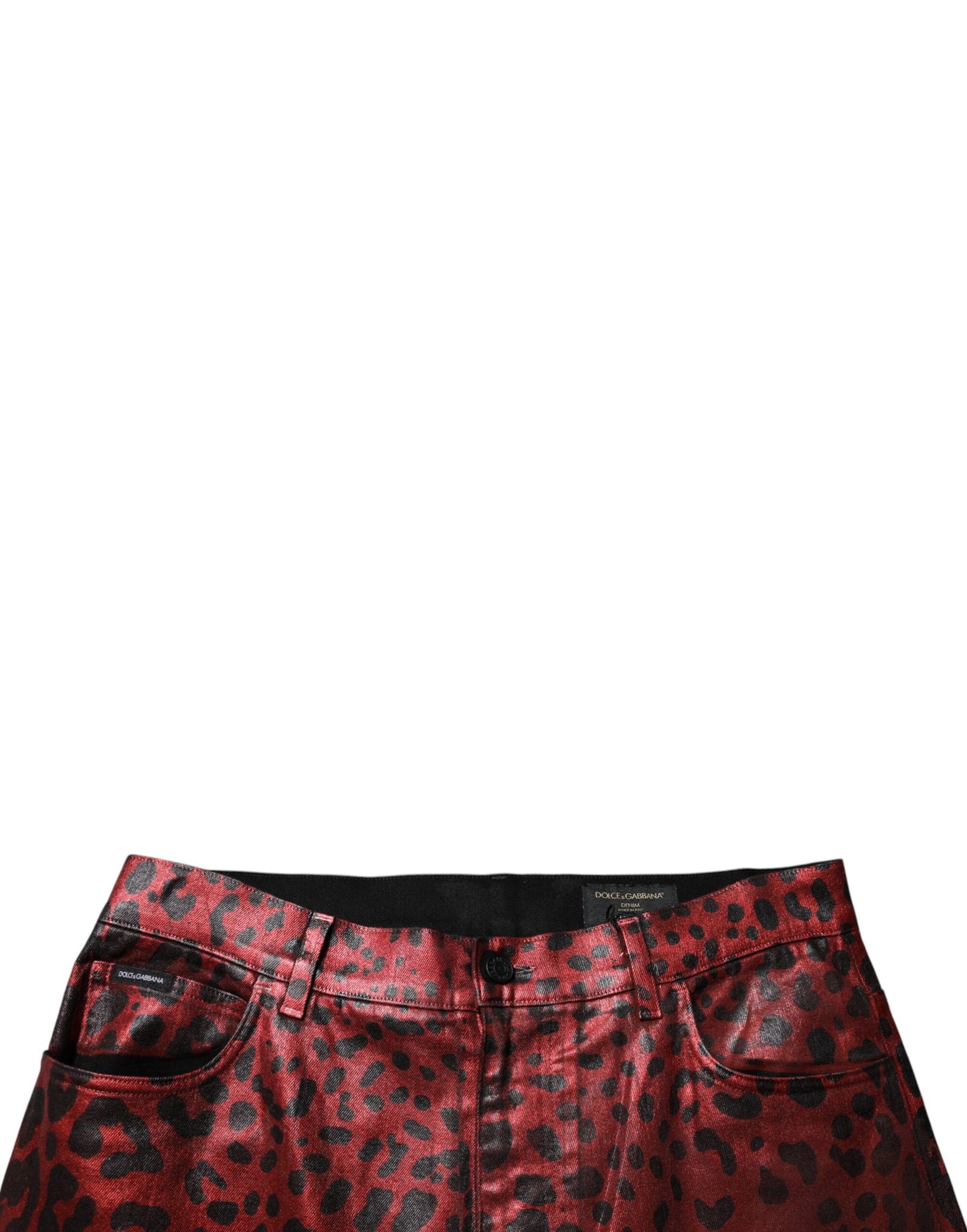 Dolce & Gabbana Red Leopard Cotton Straight Men Denim Jeans Dolce & Gabbana