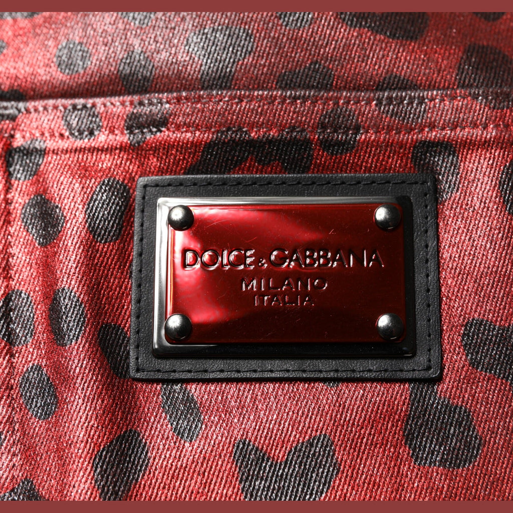 Dolce & Gabbana Red Leopard Cotton Straight Men Denim Jeans