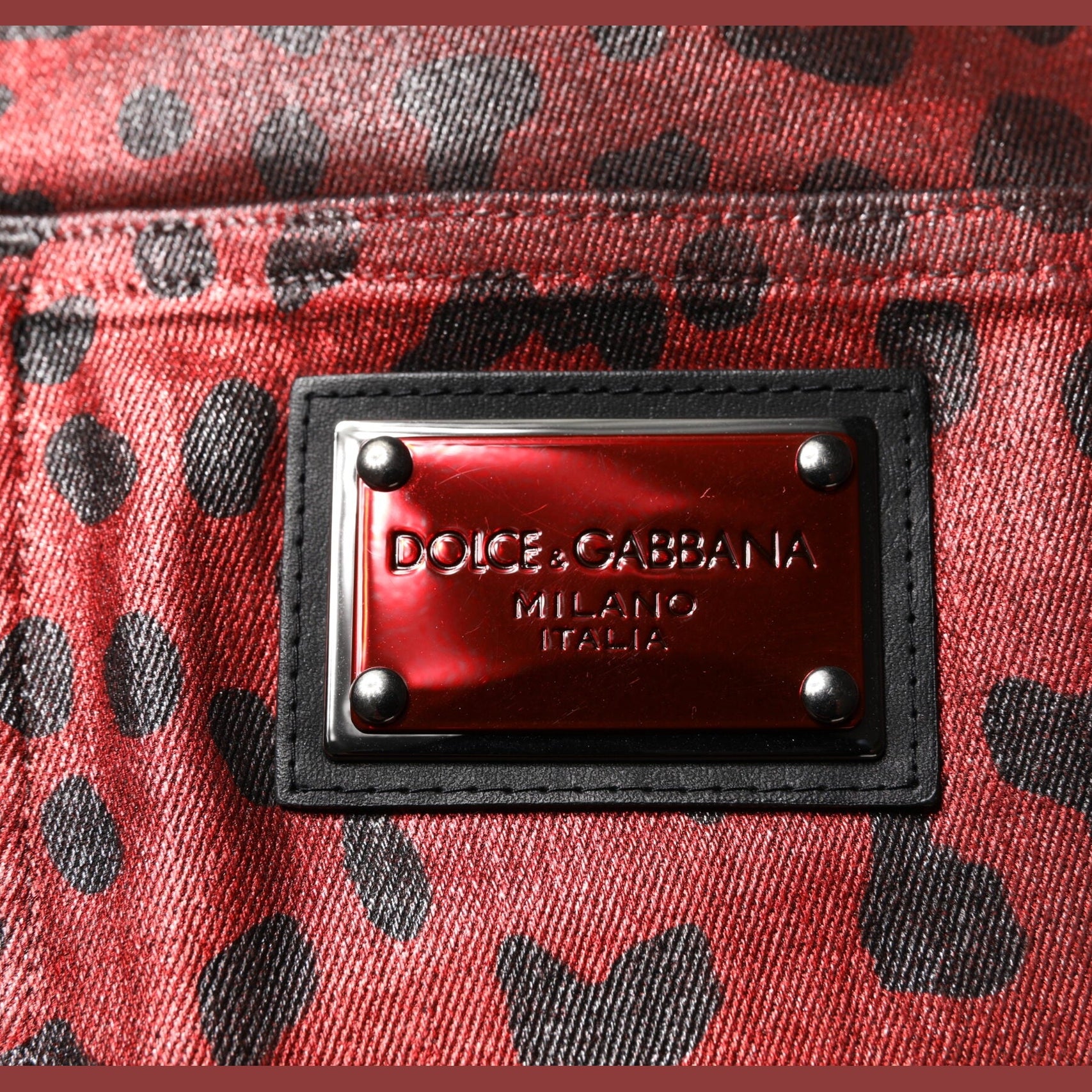 Dolce & Gabbana Red Leopard Cotton Straight Men Denim Jeans