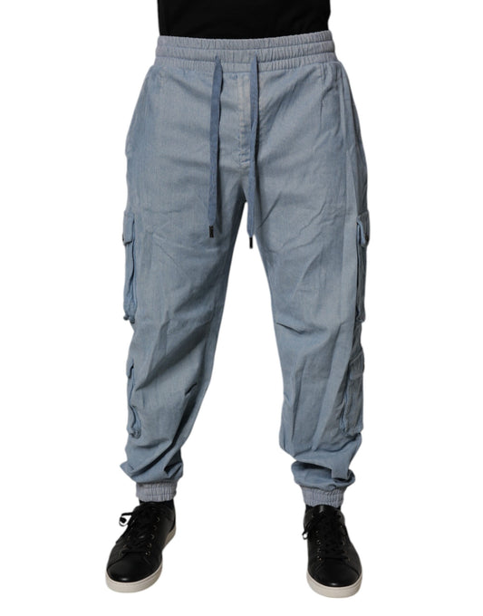 Dolce & Gabbana Light Blue Cotton Jogger Cargo Men Denim Pants Dolce & Gabbana