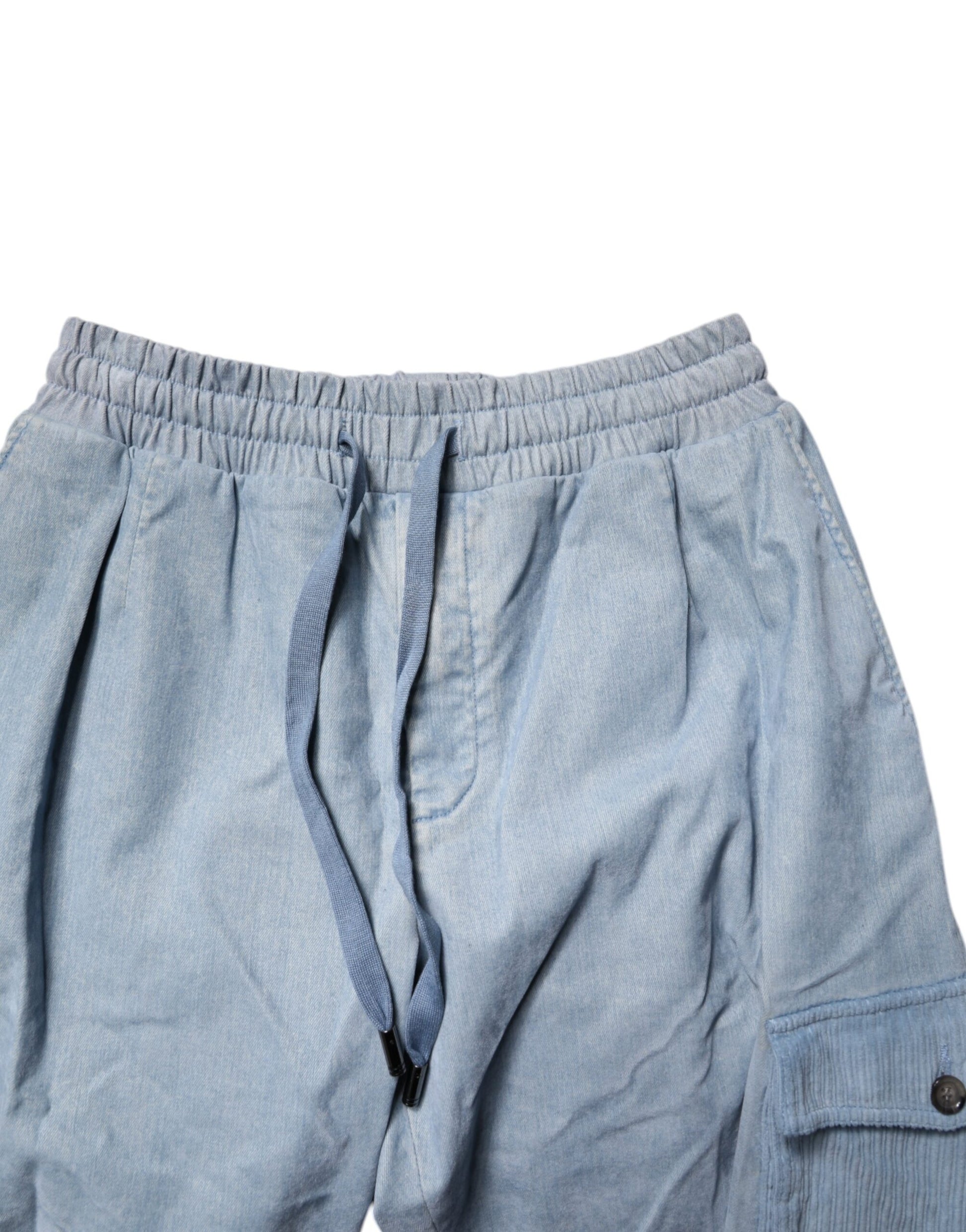 Dolce & Gabbana Light Blue Cotton Jogger Cargo Men Denim Pants Dolce & Gabbana
