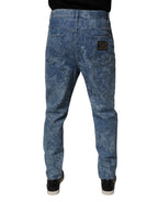 Dolce & Gabbana Blue Tie Dye Cotton Skinny Men Denim Jeans