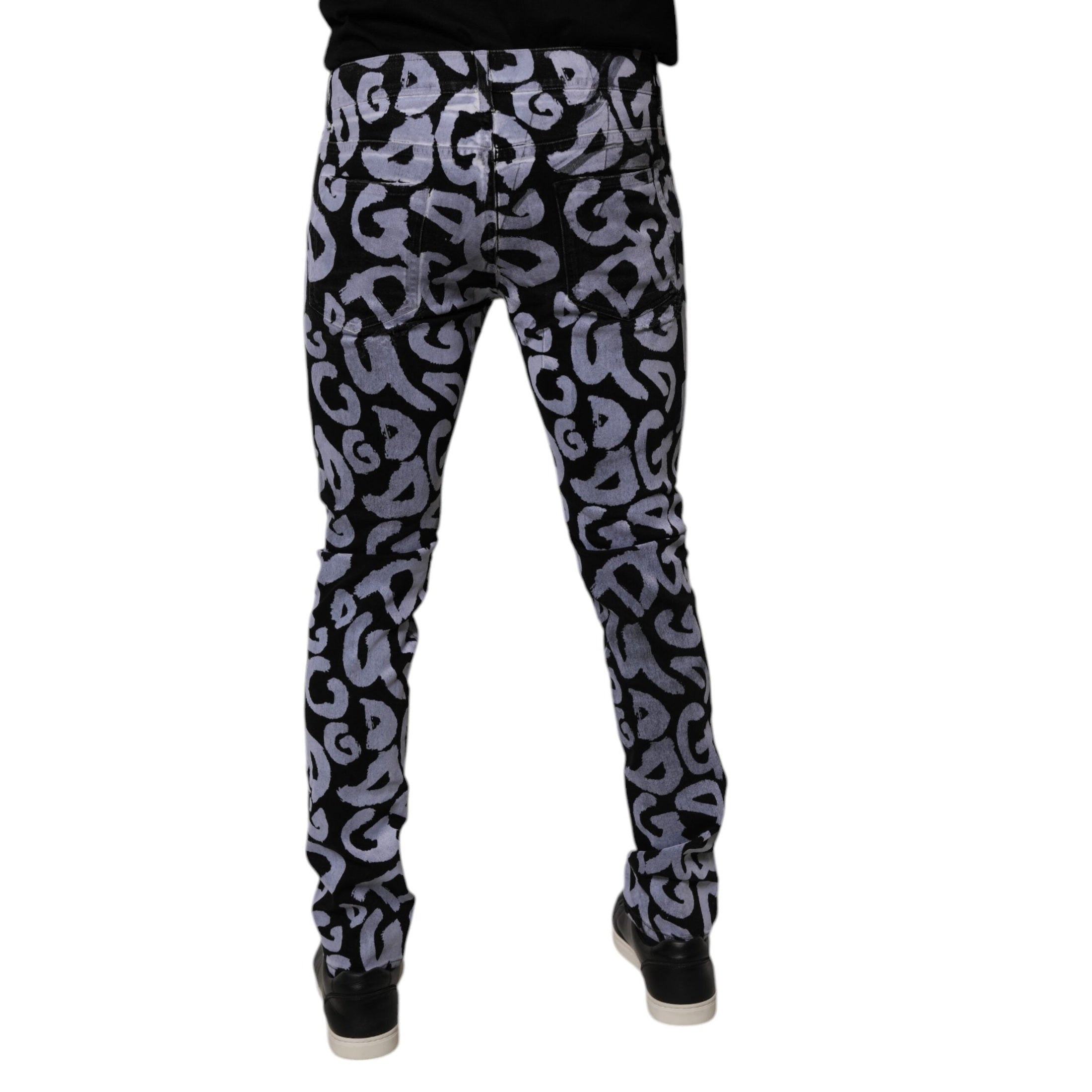 Dolce & Gabbana Black Logo Monogram Cotton Skinny Denim Jeans