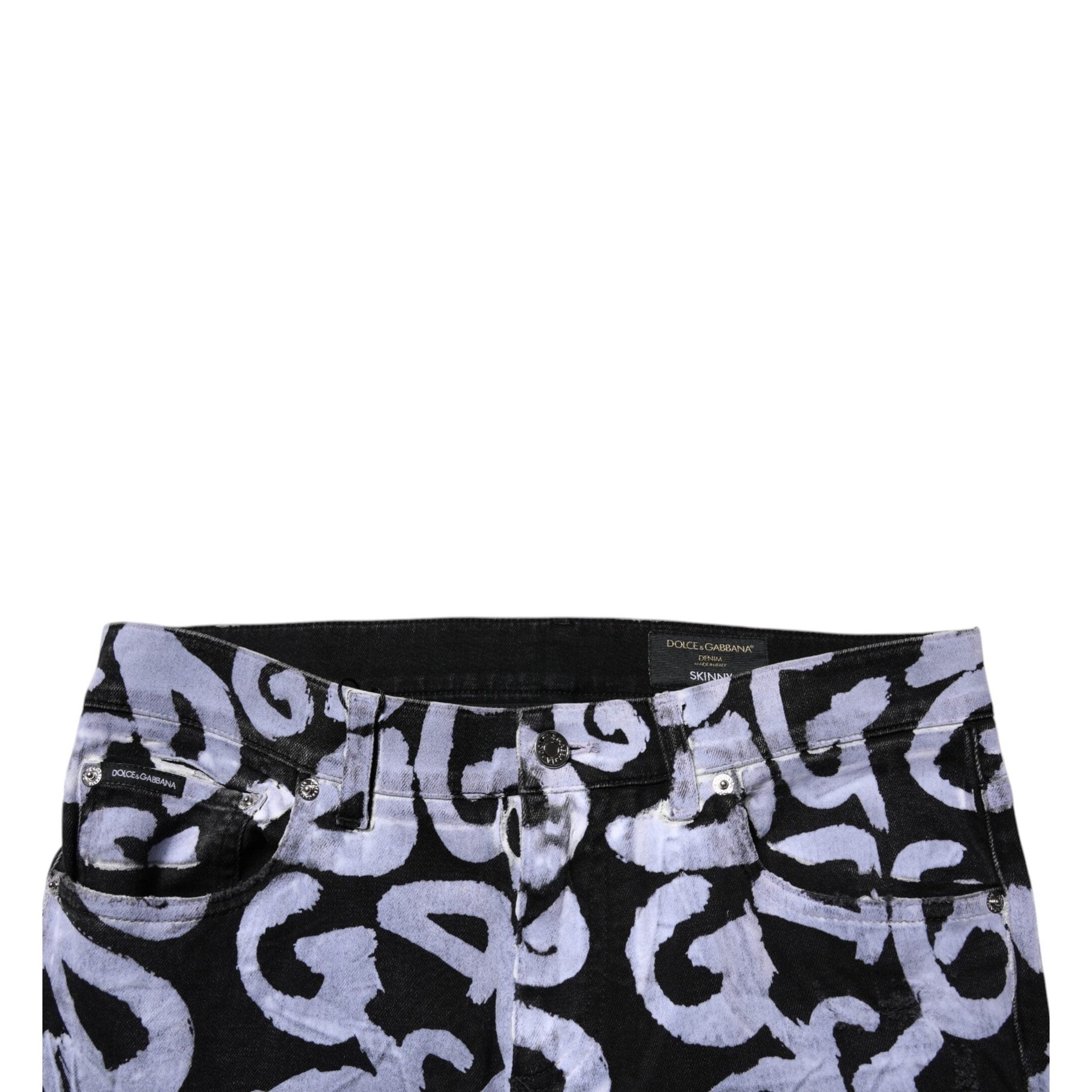 Dolce & Gabbana Black Logo Monogram Cotton Skinny Denim Jeans
