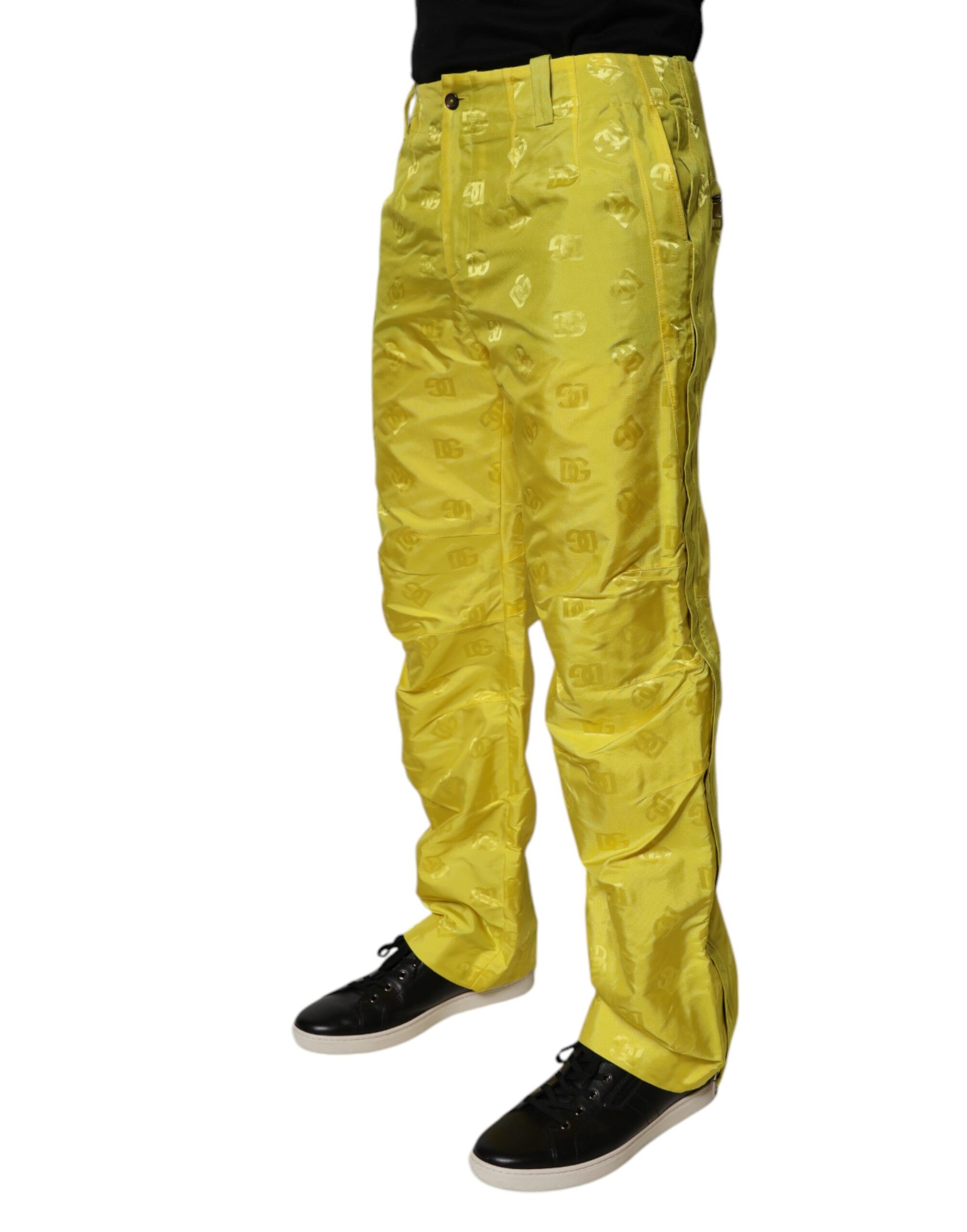 Dolce & Gabbana Yellow DG Monogram Polyester Straight Pants Dolce & Gabbana