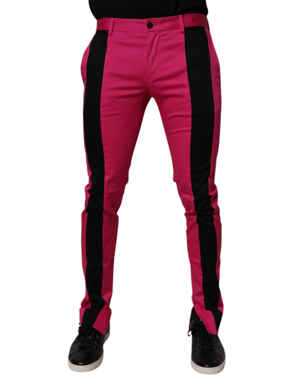 Dolce & Gabbana Pink Black Stripe Slim Fit Men Dress Pants