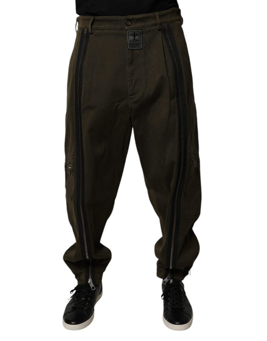 Dolce & Gabbana Dark Brown Cotton Jogger Cargo Pants Dolce & Gabbana