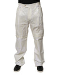 Dolce & Gabbana White Linen Mid Waist Straight Men Denim Jeans - Eljoys Fashion 