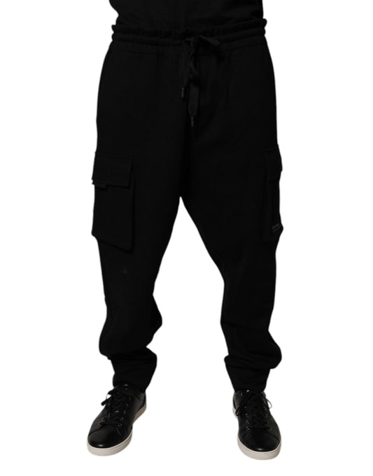 Dolce & Gabbana Black Cotton Jogger Cargo Sweatpants Pants Dolce & Gabbana