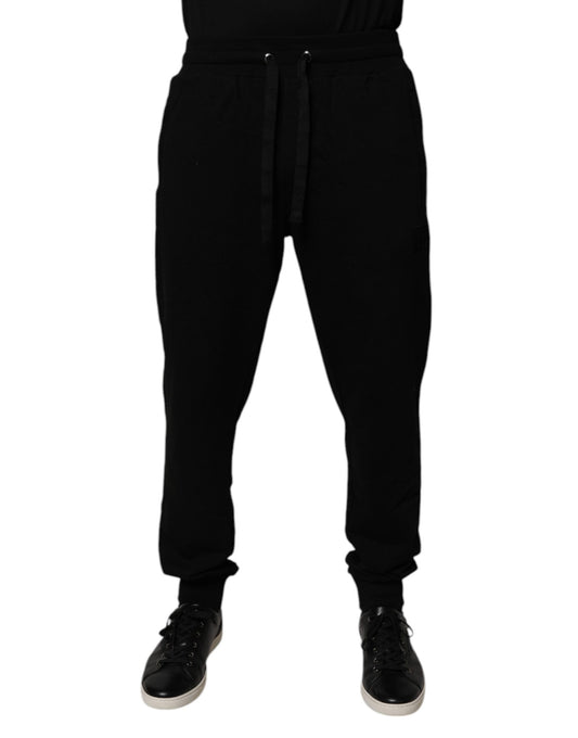 Dolce & Gabbana Black Cotton Mid Waist Jogger Sweatpants Pants Dolce & Gabbana