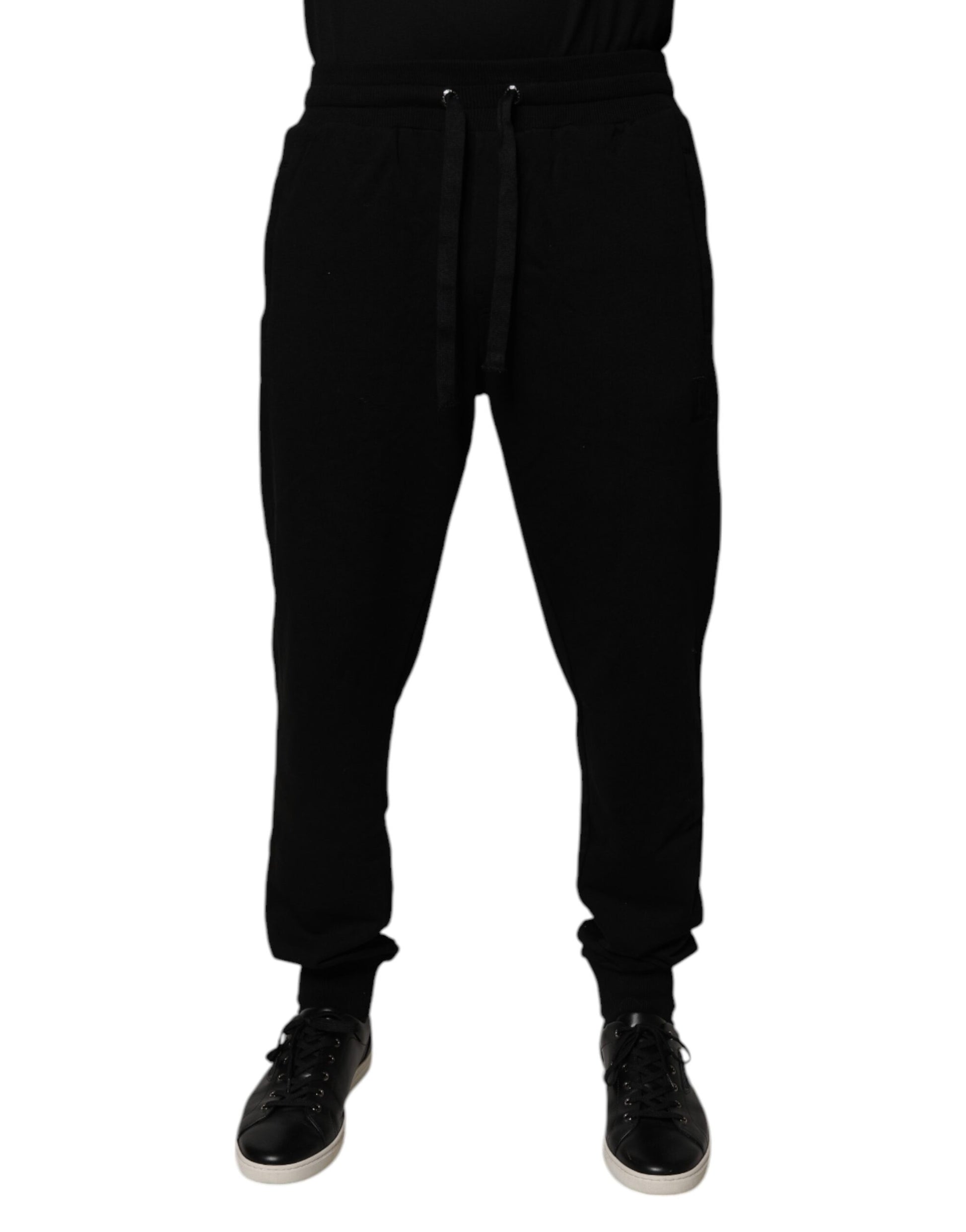 Dolce & Gabbana Black Cotton Mid Waist Jogger Sweatpants Pants Dolce & Gabbana