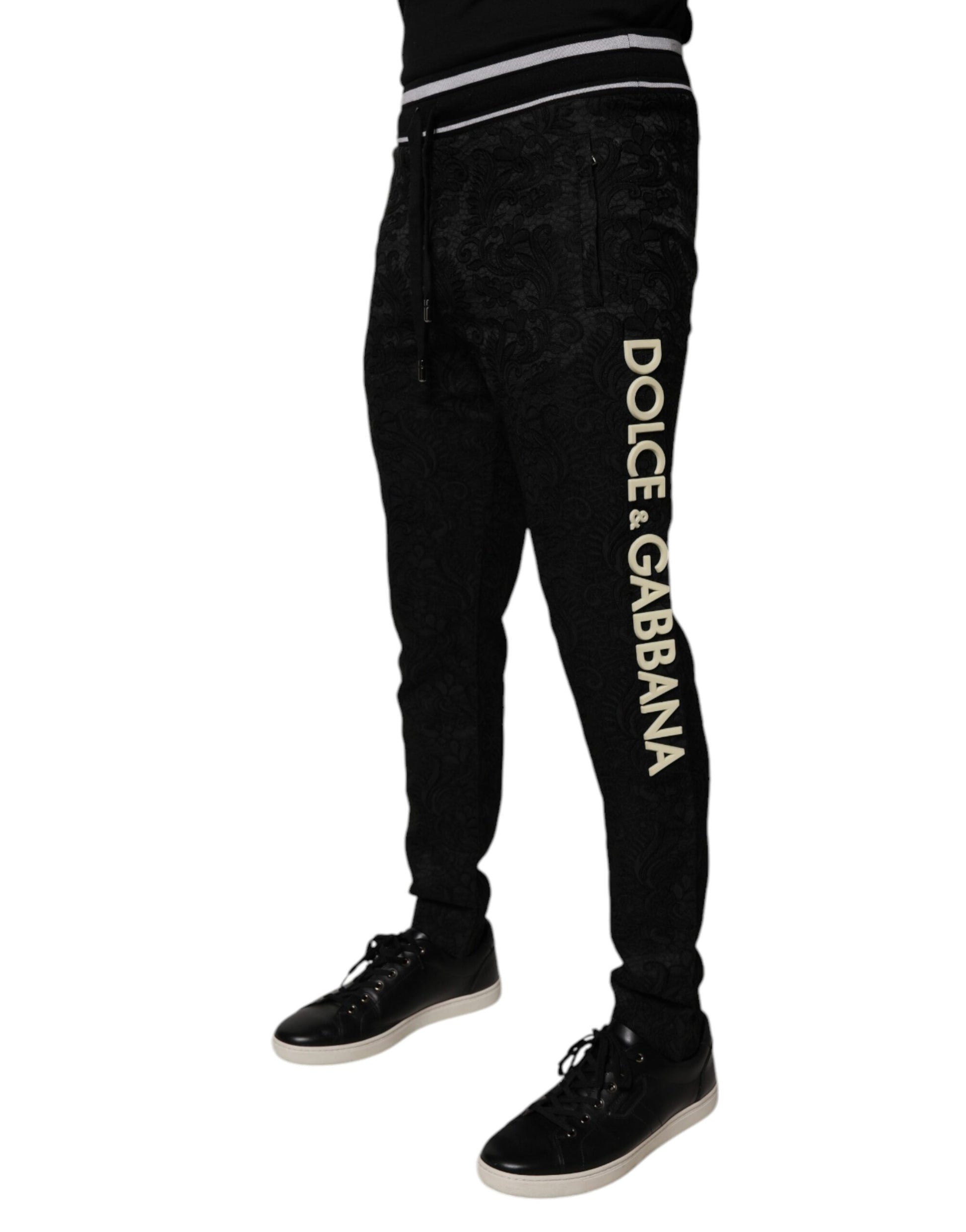 Dolce & Gabbana Black Mid Waist Jogger Men Sweatpants Pants Dolce & Gabbana