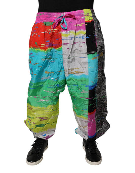 Dolce & Gabbana Multicolor Patchwork Mid Waist Sweatpants Pants Dolce & Gabbana