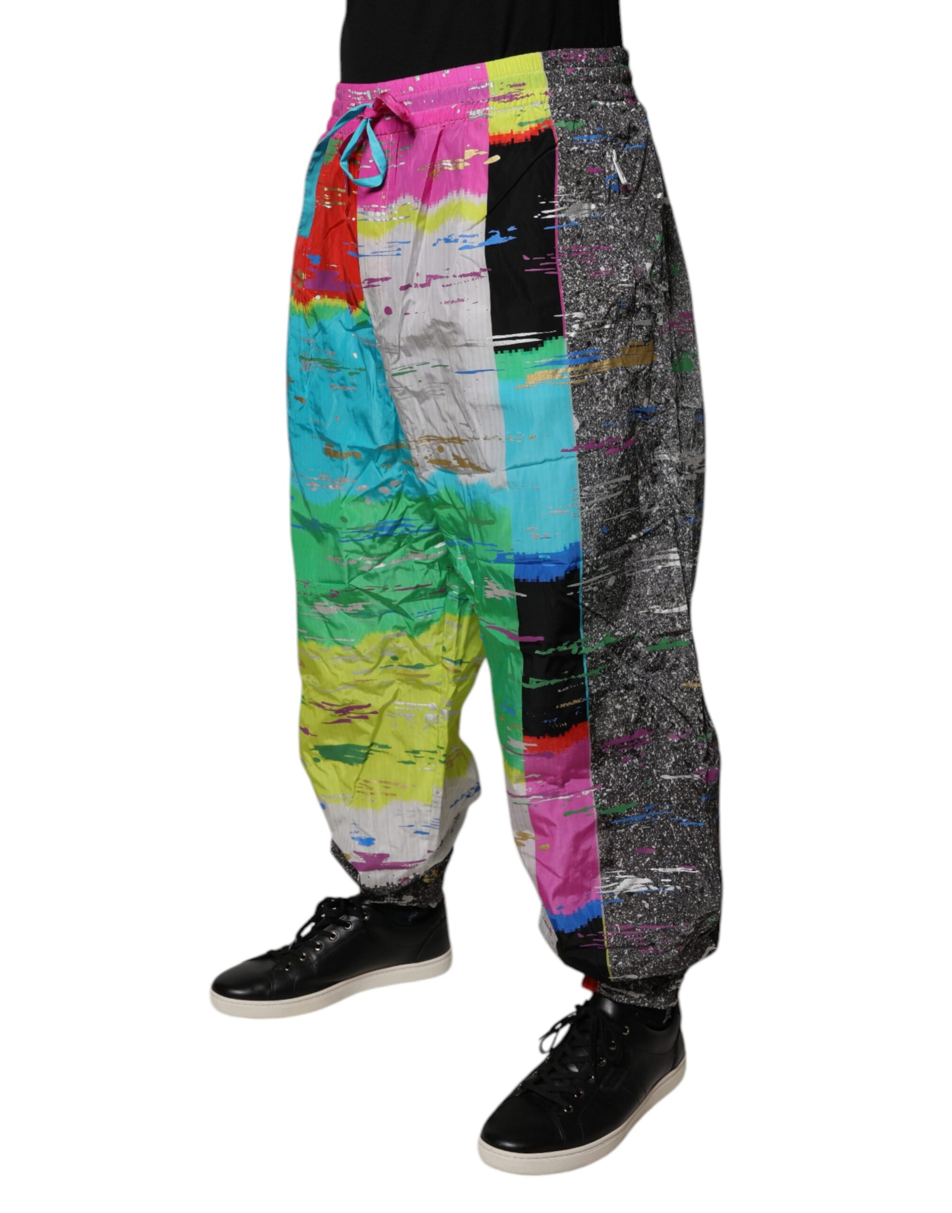 Dolce & Gabbana Multicolor Patchwork Mid Waist Sweatpants Pants Dolce & Gabbana