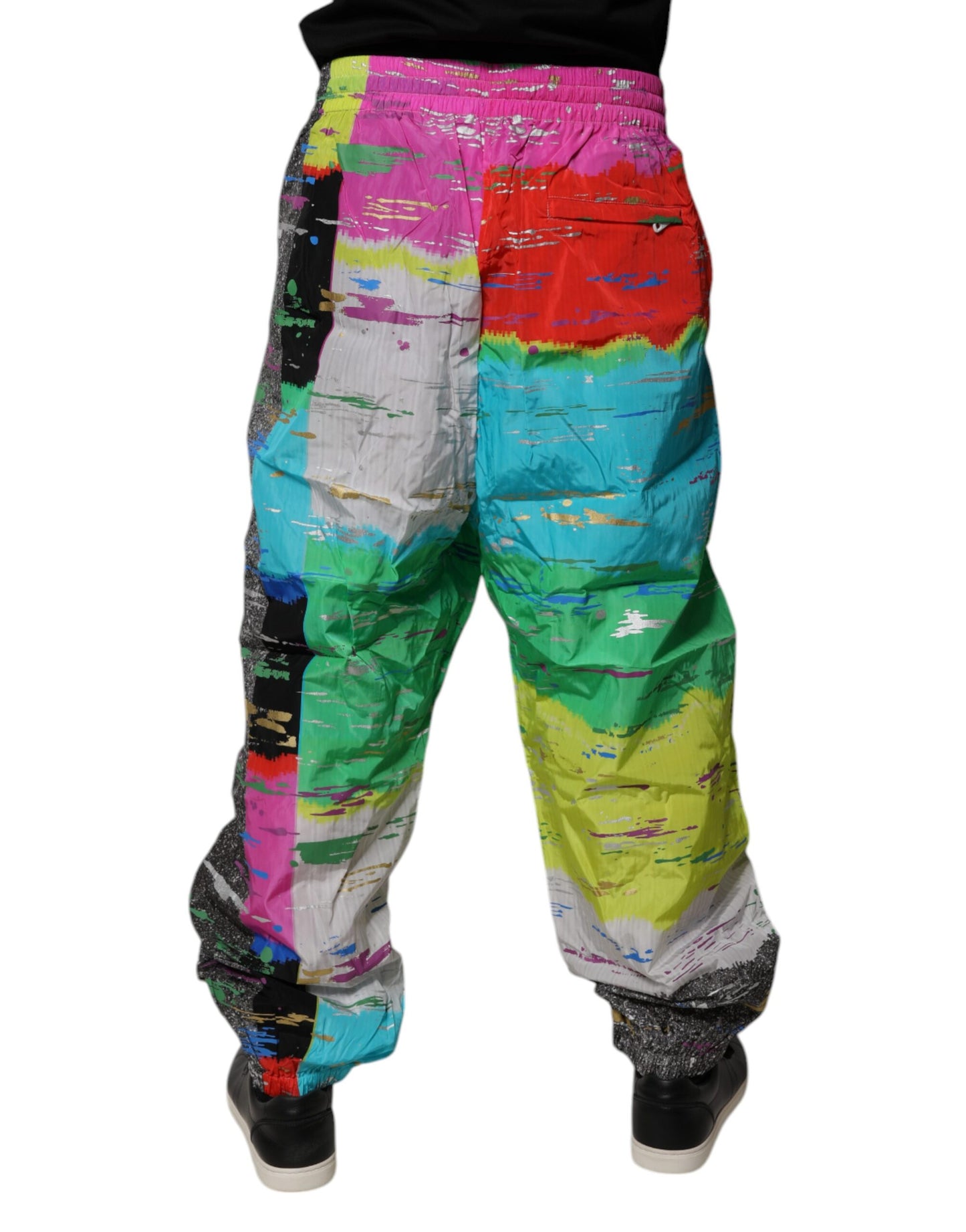 Dolce & Gabbana Multicolor Patchwork Mid Waist Sweatpants Pants Dolce & Gabbana