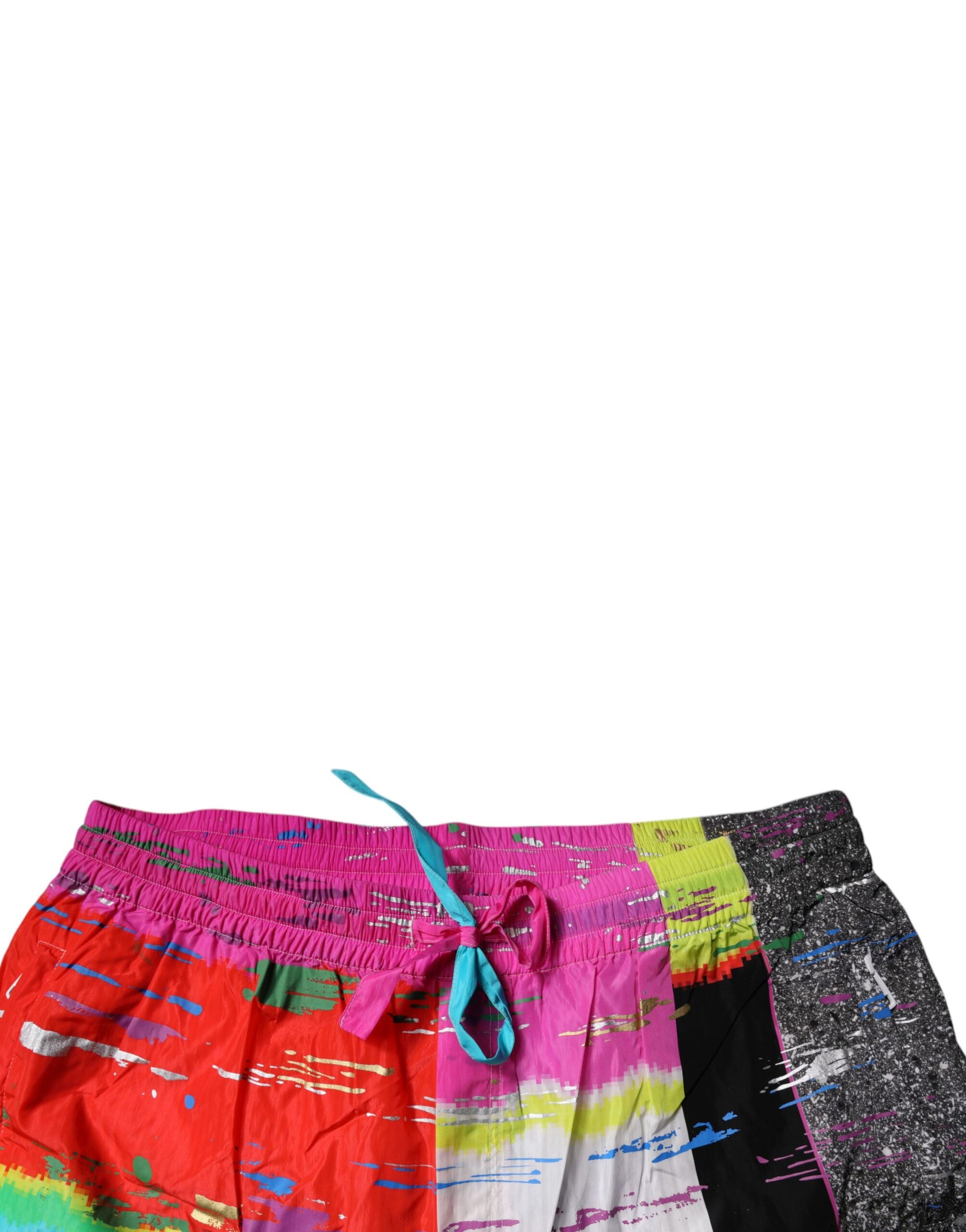 Dolce & Gabbana Multicolor Patchwork Mid Waist Sweatpants Pants Dolce & Gabbana