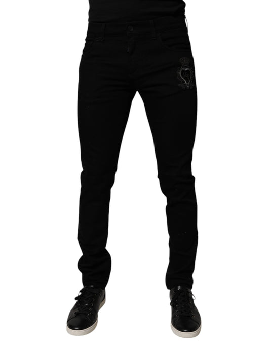 Dolce & Gabbana Black Sacred Heart Cotton Skinny Denim Jeans Dolce & Gabbana