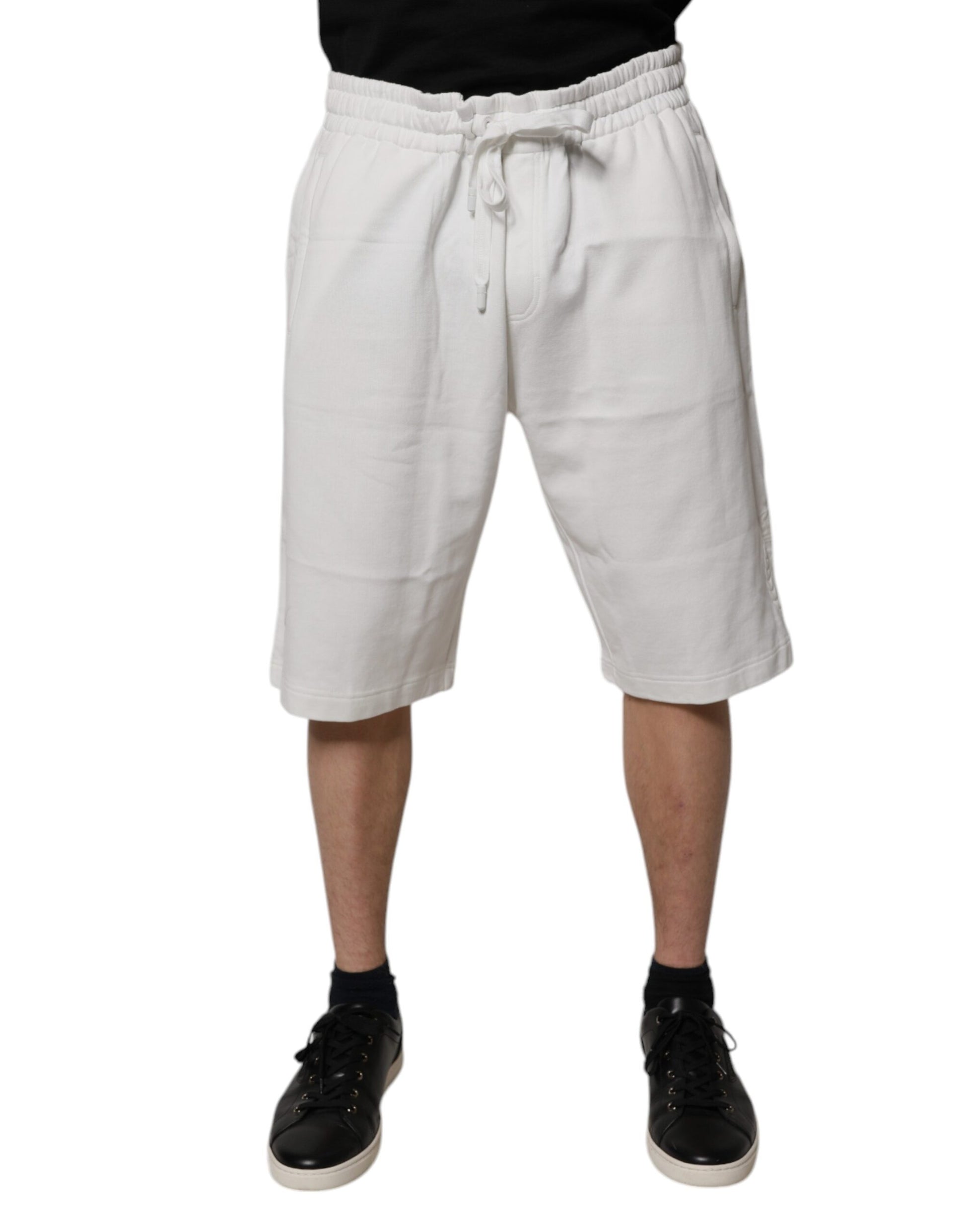 Dolce & Gabbana White Cotton Sweatshorts Men Bermuda Shorts Dolce & Gabbana
