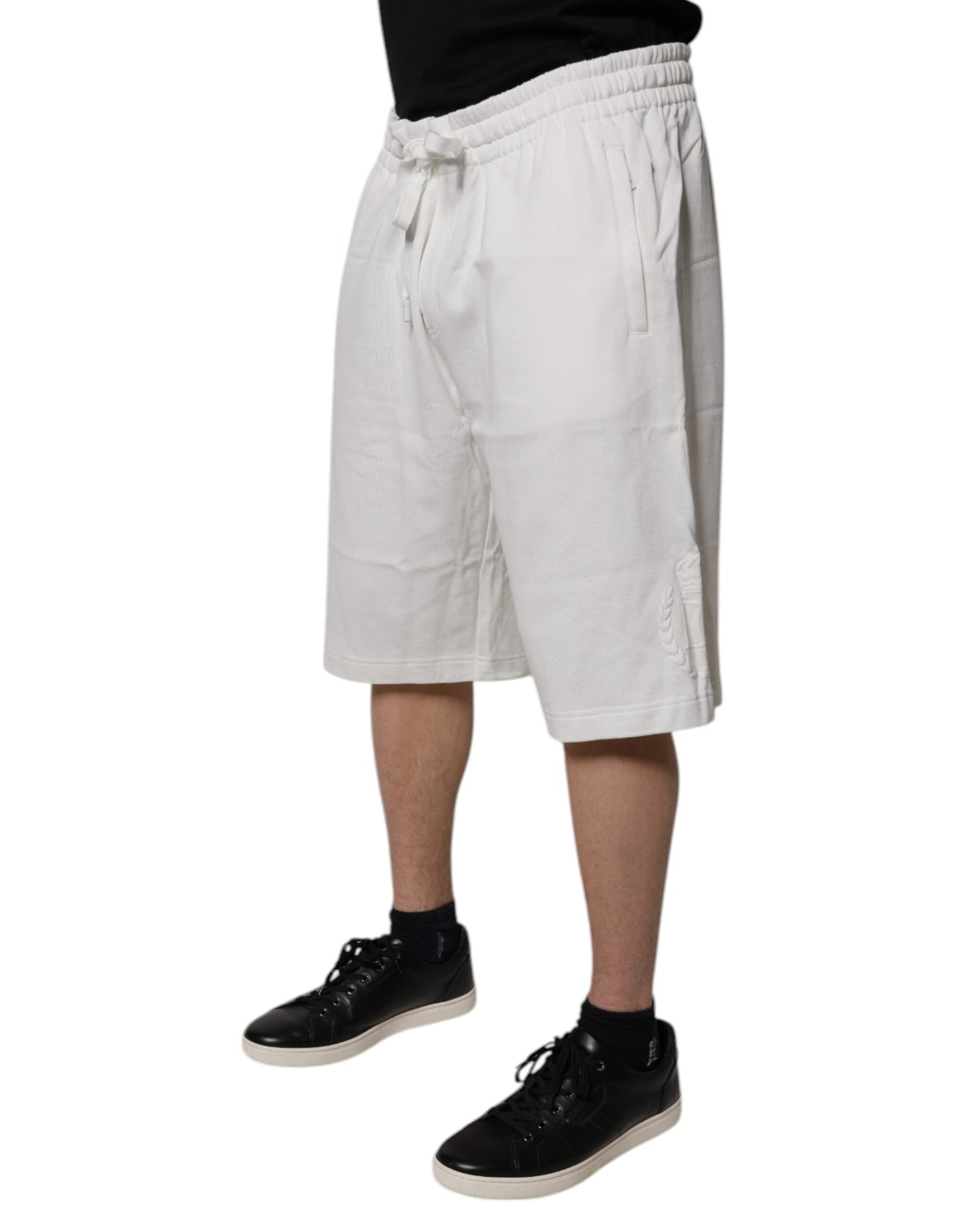 Dolce & Gabbana White Cotton Sweatshorts Men Bermuda Shorts Dolce & Gabbana