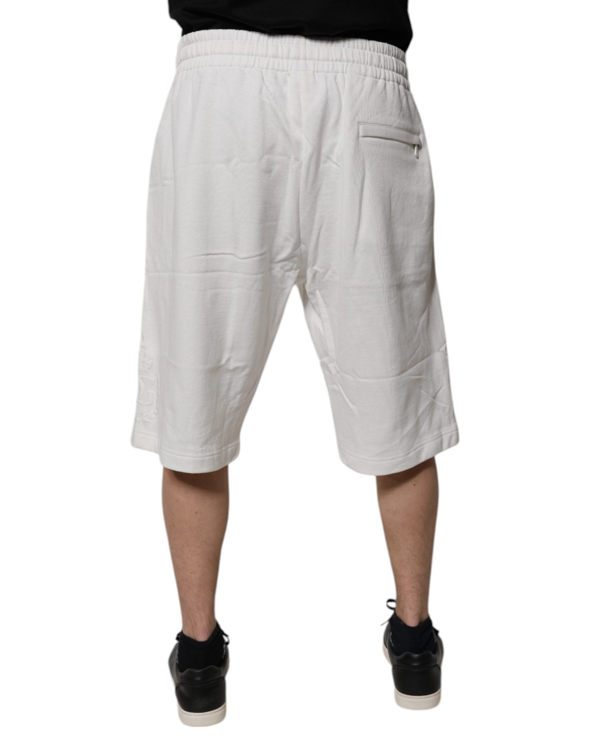Dolce & Gabbana White Cotton Sweatshorts Men Bermuda Shorts Dolce & Gabbana