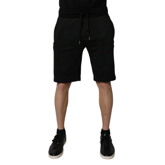 Dolce & Gabbana Black Cotton Sweatshorts Men Bermuda Shorts Dolce & Gabbana