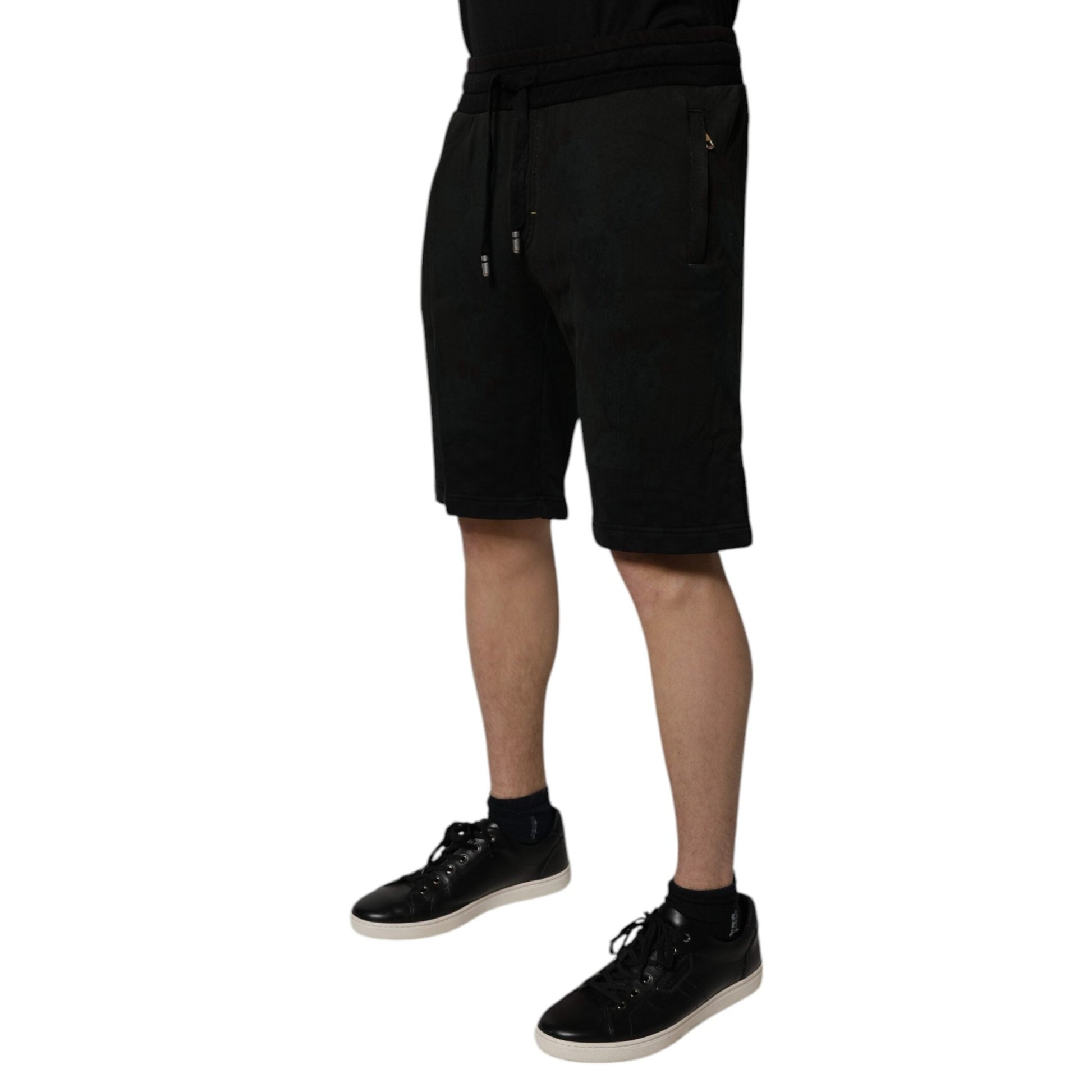 Dolce & Gabbana Black Cotton Sweatshorts Men Bermuda Shorts Dolce & Gabbana