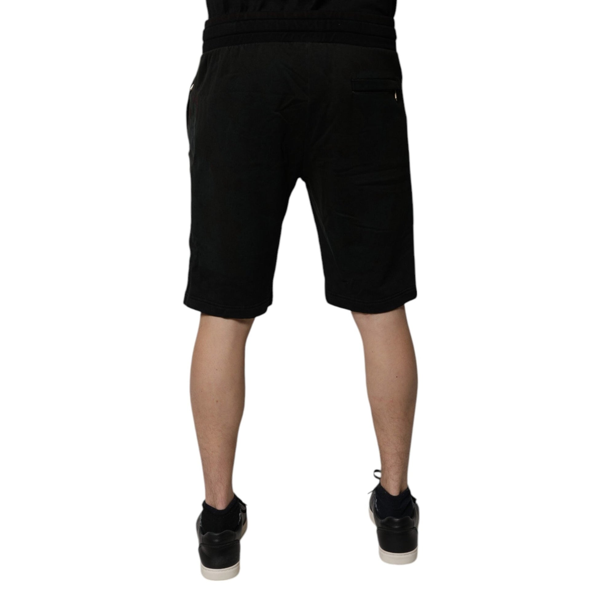 Dolce & Gabbana Black Cotton Sweatshorts Men Bermuda Shorts Dolce & Gabbana
