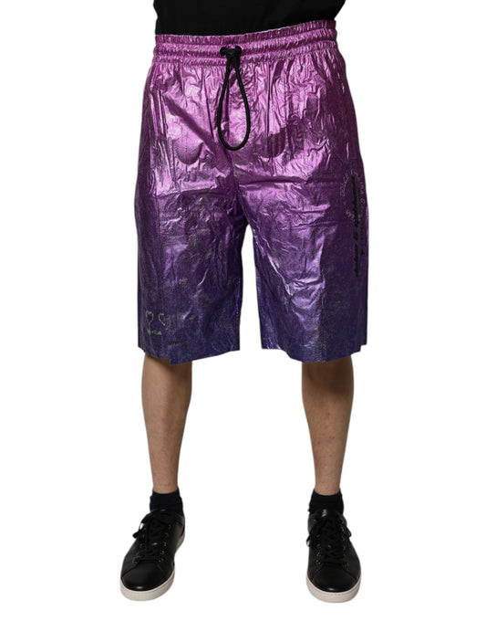 Dolce & Gabbana Metallic Pink Purple Two Tone Bermuda Shorts Dolce & Gabbana