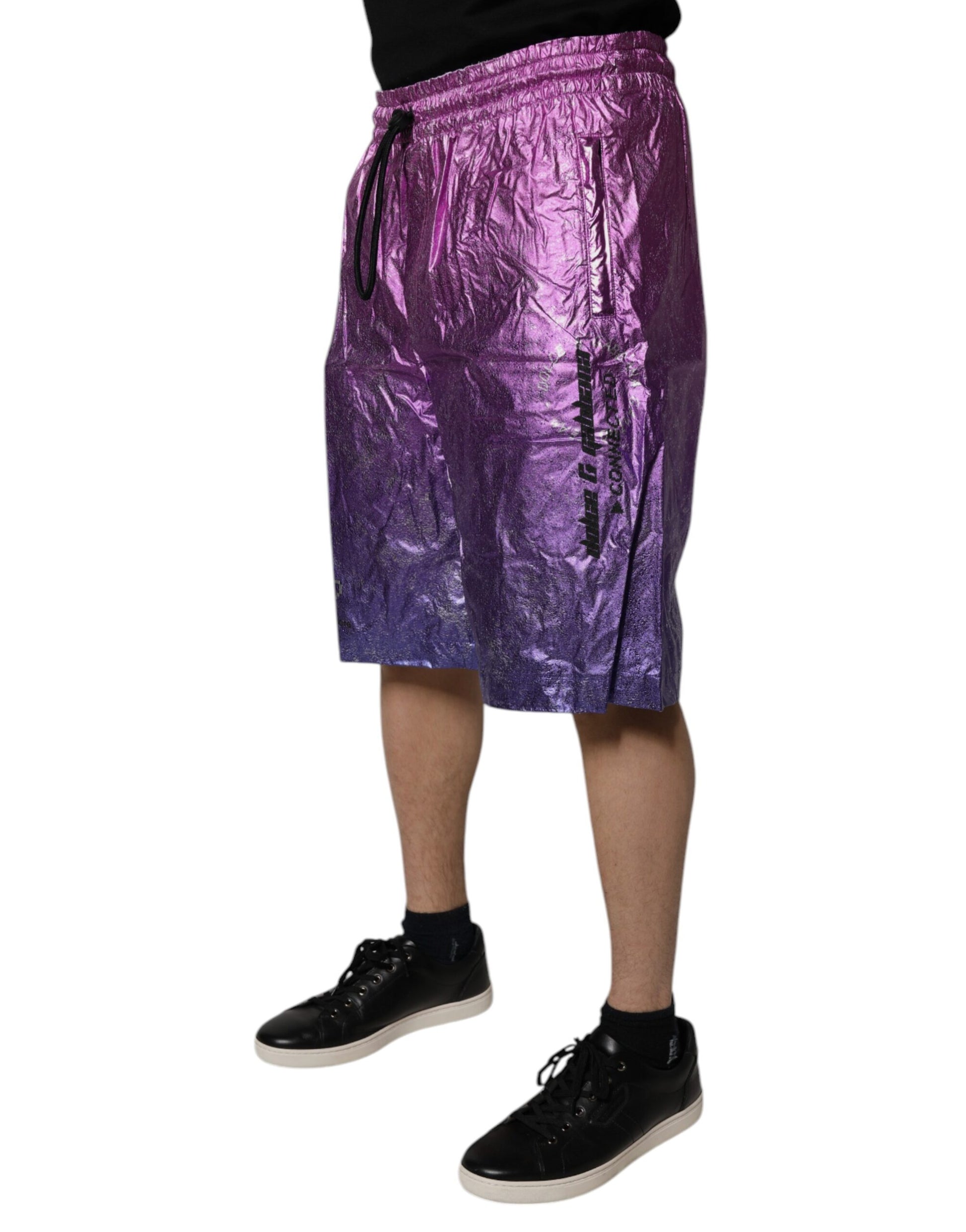 Dolce & Gabbana Metallic Pink Purple Two Tone Bermuda Shorts Dolce & Gabbana
