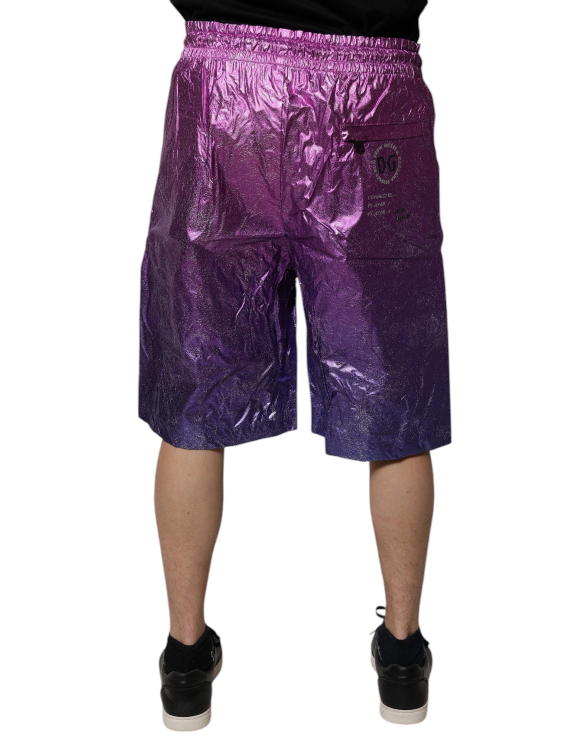 Dolce & Gabbana Metallic Pink Purple Two Tone Bermuda Shorts Dolce & Gabbana