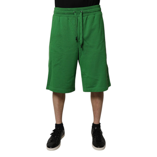 Dolce & Gabbana Green Cotton Men Sweatshorts Bermuda Shorts Dolce & Gabbana